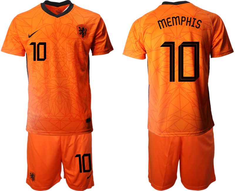 Men 2020-2021 European Cup Netherlands home orange #10 Nike Soccer Jersey